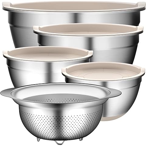 Stainless Steel Khaki Bowls with Grater Attachments